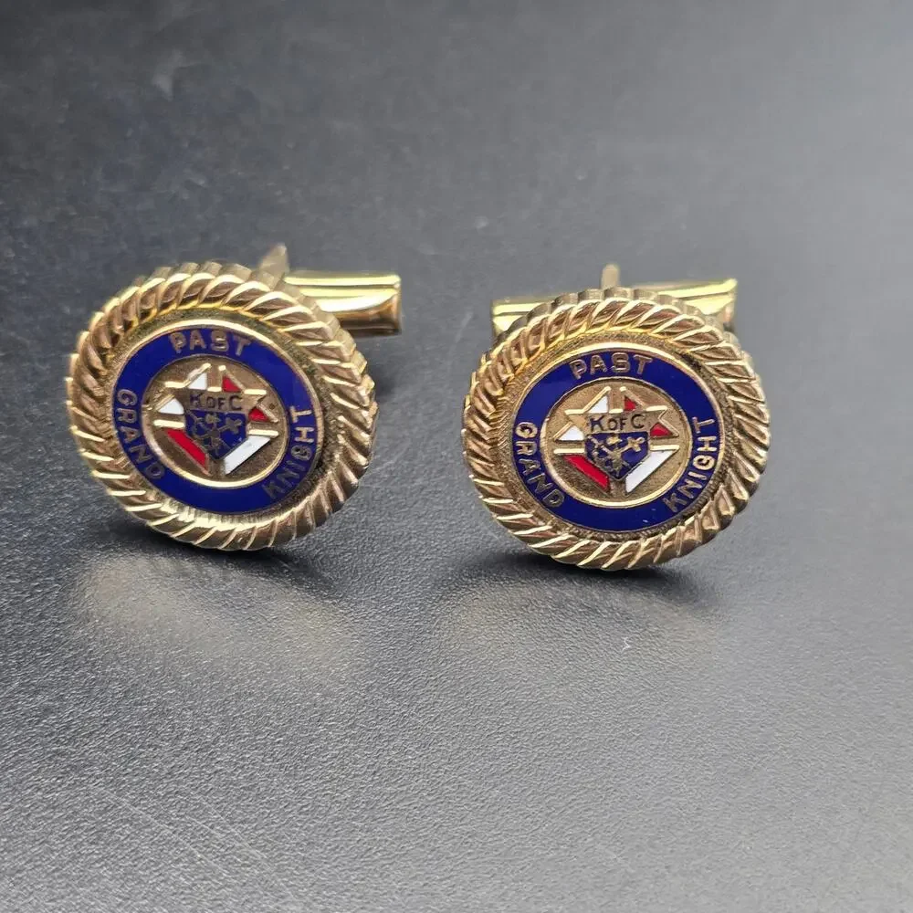 Vintage Knights of Columbus Past Grand Knight Cuff Links Gold Tone